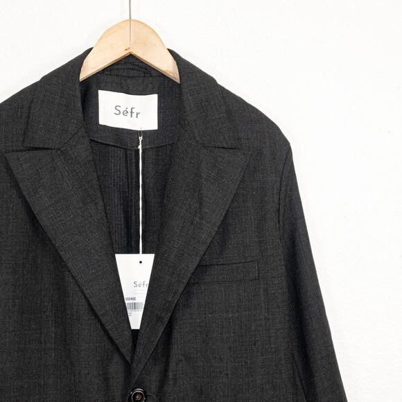 Sefr $450 Zeke Twill Coat in Gray Lightweight Poly wool size Large NWT - Picture 4 of 12